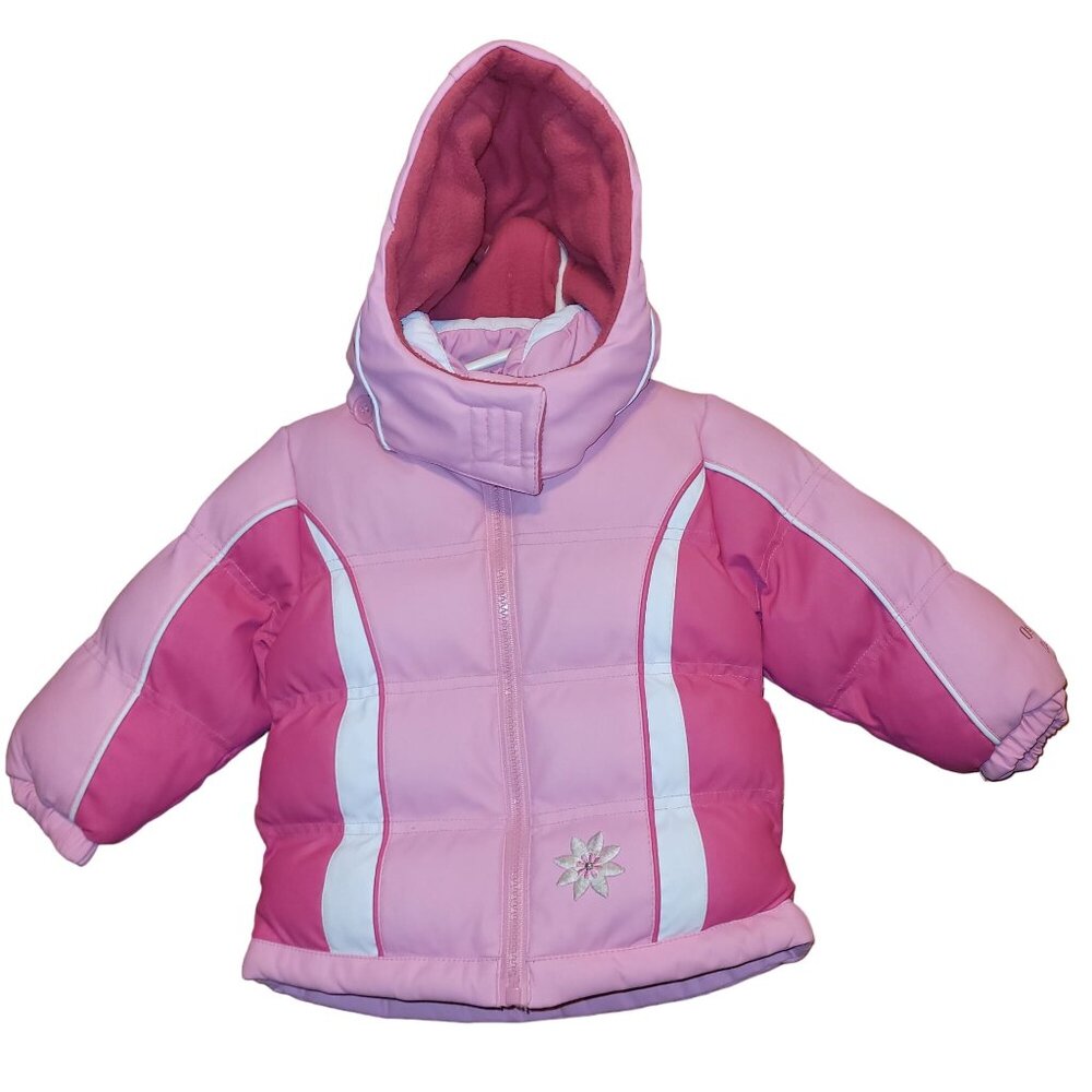 OshKosh B'gosh 12 Month Baby/Infant Puffer Jacket 2-tone Pink Fleece Lined Coat